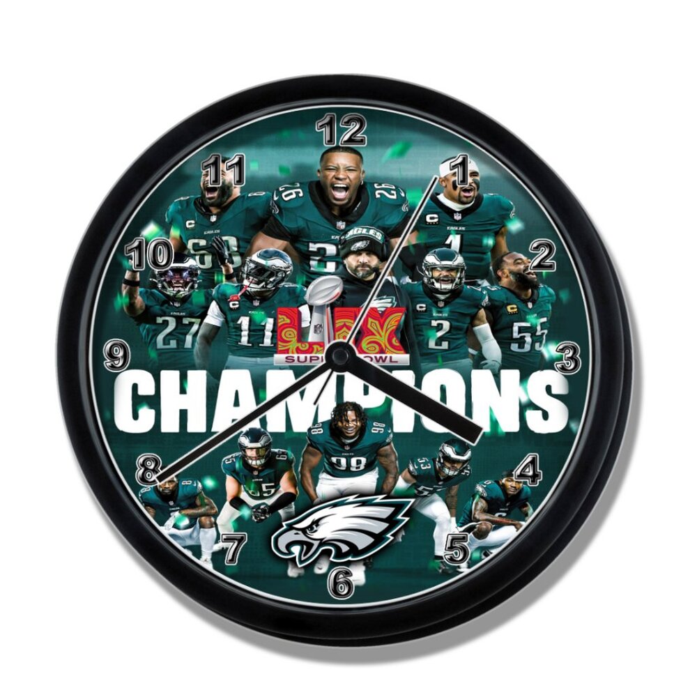 Philadelphia Eagles Super Bowl Champions Wall Clock NEW
